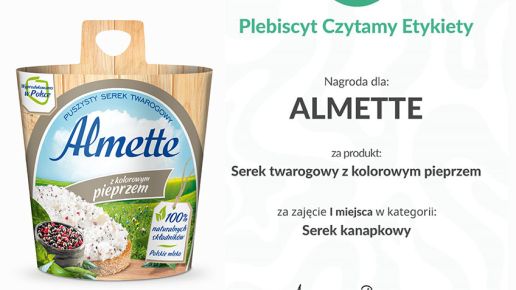 Nagroda dla Almette w kategorii „Serek Kanapkowy” w Plebiscycie Czytamy Etykiety 2024